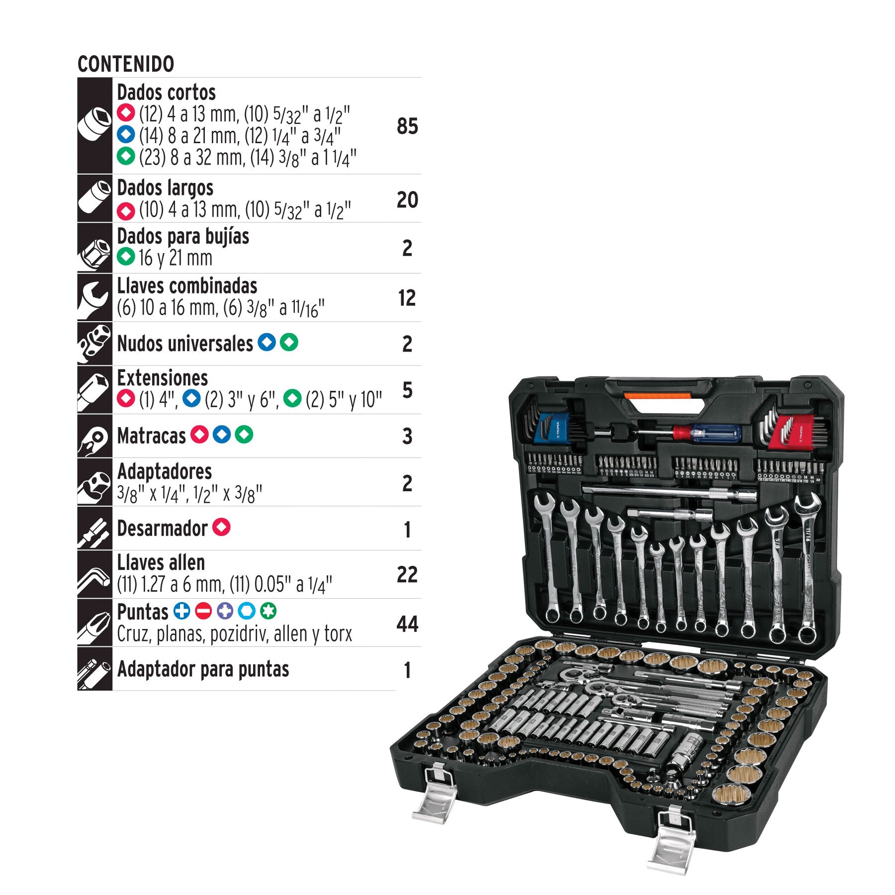 Hardware Store - Truper 1/4, 3/8 AND 1/2" Socket Set 199 PIECES