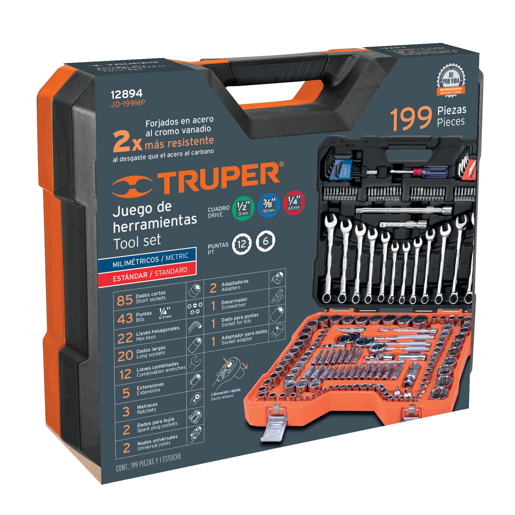 Hardware Store - Truper 1/4, 3/8 AND 1/2" Socket Set 199 PIECES