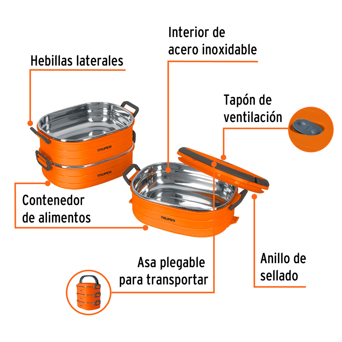 Hogar - Lonchera Térmica Truper de Acero Inoxidable